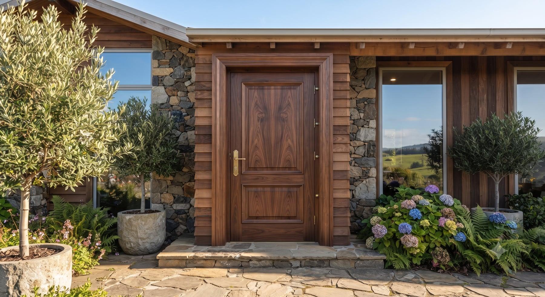Puerta de Seguridad Enchapada en Madera Natural